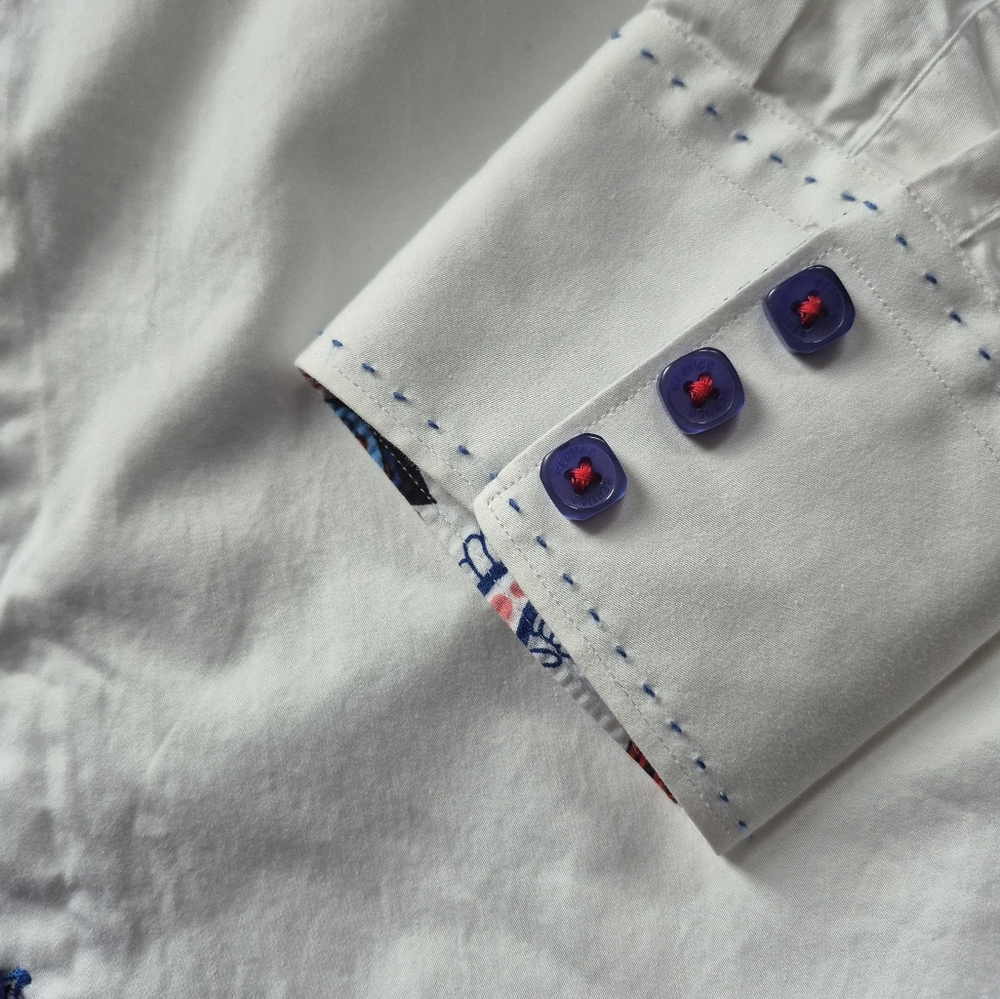 Elegant White Dress Shirt with Blue Details - Picture 6 of 6